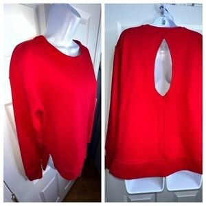 Victoria Secret Sport Women’s Small Red Fleece Cut Out Sweatshirt Top S Workout